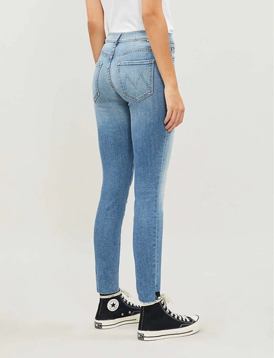 Shop Mother The Stunner Zip Step Fray Skinny High-rise Jeans In Camp Expert