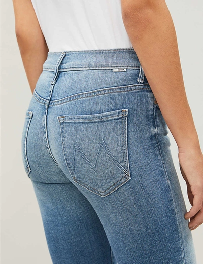 Shop Mother The Stunner Zip Step Fray Skinny High-rise Jeans In Camp Expert