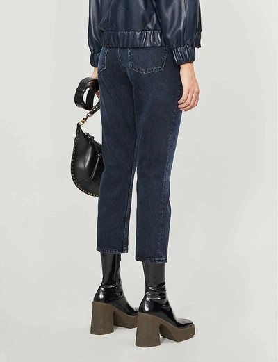 Shop Topshop Editor Flare High-rise Jeans In Navy Blue