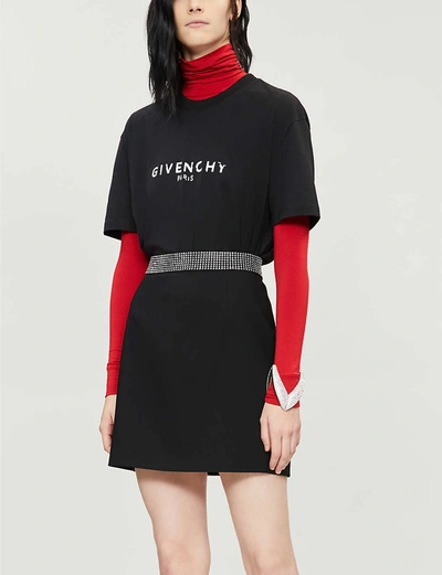 Shop Givenchy Womens Black Logo-print Slim Fit Cotton-jersey T-shirt L