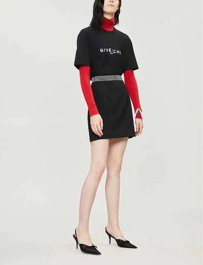 Shop Givenchy Womens Black Logo-print Slim Fit Cotton-jersey T-shirt L