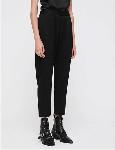 Shop Allsaints Aleida Tapered Woven Trousers In Black