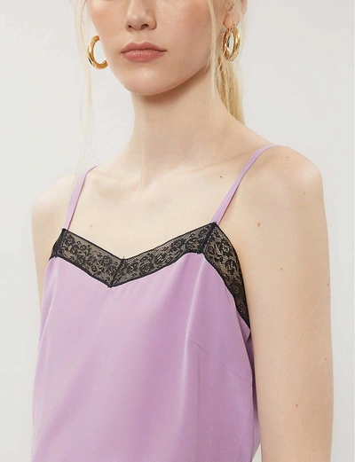 Shop Zadig & Voltaire Sleeveless Lace-trim Woven Camisole Top In Mauve