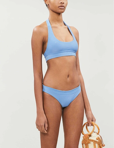 Shop Frankies Bikinis Stevie Halter Neck Bikini Top In Blue+jean