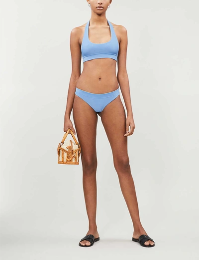 Shop Frankies Bikinis Stevie Halter Neck Bikini Top In Blue+jean
