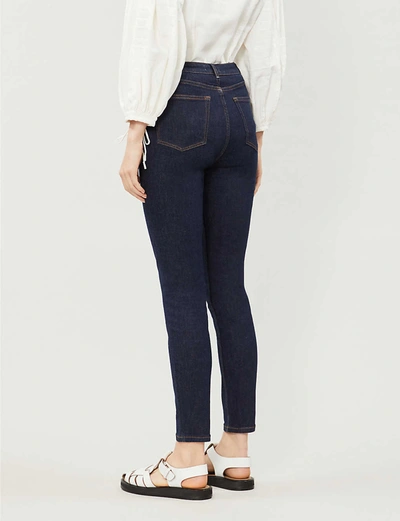Shop Ted Baker Leppie Button-detail Straight High-rise Jeans In Navy