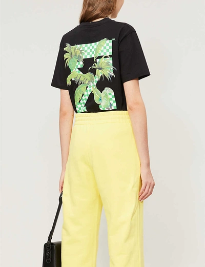 Shop Off-white Graphic-print Stretch-cotton-jersey T-shirt In Black+green