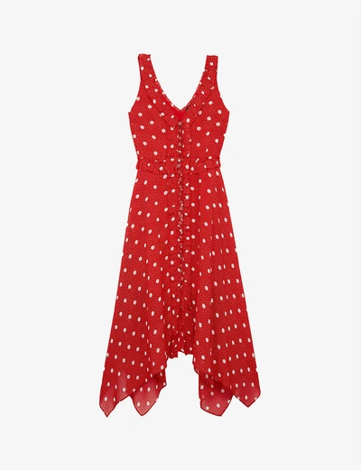 Shop The Kooples Polka-dot Crepe Midi Dress In Red22