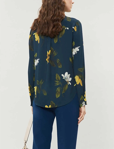 Shop Ted Baker Savanna Floral Crepe Shirt In Dk-blue