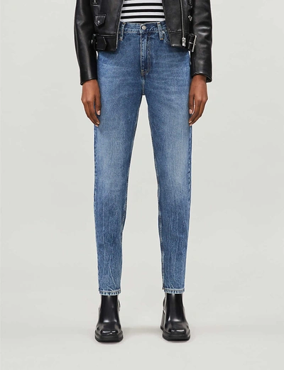 Shop Calvin Klein Slim-fit Tapered High-rise Jeans In Ca098 Mid Blue