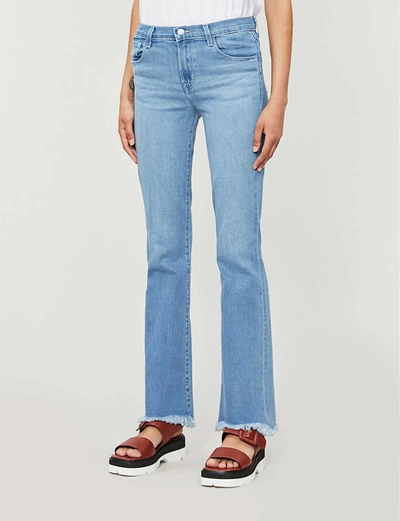 Shop J Brand Saille Mid-rise Regular-fit Cotton-blend Jeans In Cloudy