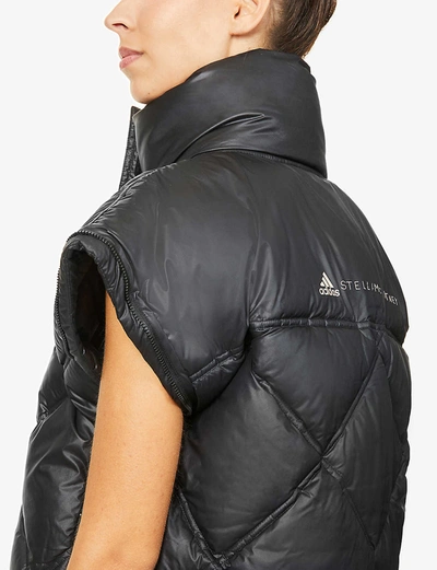Shop Adidas By Stella Mccartney Detachable-sleeve Padded Recycled-polyester Puffer Jacket In Black