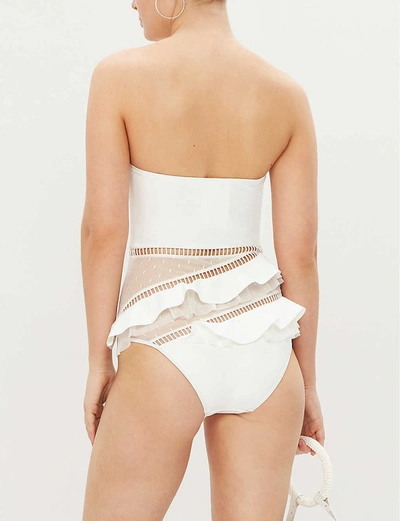 Shop Zimmermann Allia Mesh-panel Swimsuit In Ivory