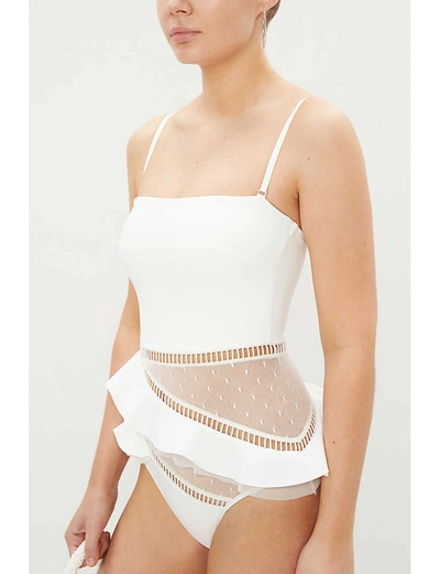 Shop Zimmermann Allia Mesh-panel Swimsuit In Ivory