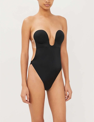 Fashion Forms U-plunge Self-adhesive Backless Thong Bodysuit In Black