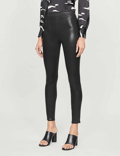 Shop L Agence Rochelle Fitted High-rise Coated Leggings In Black