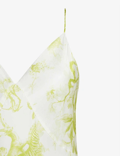 Shop Allsaints Melody Riyaz Floral-print Crepe Midi Dress In Chartreuse+yel