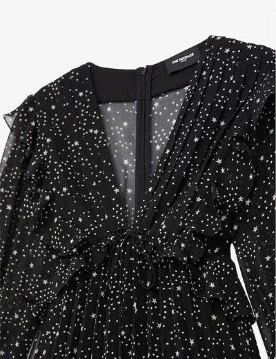 Shop The Kooples Star-print Chiffon Dress In Bla01