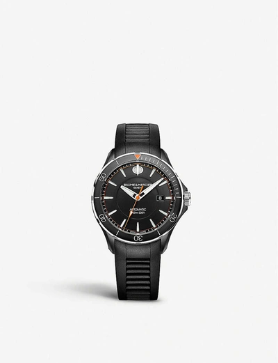 Shop Baume & Mercier M0a10339 Clifton Club Stainless Steel And Rubber Watch In Black