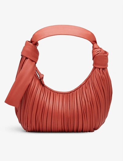 Shop Neous Neptune Pleated Leather Hobo Bag In Tan