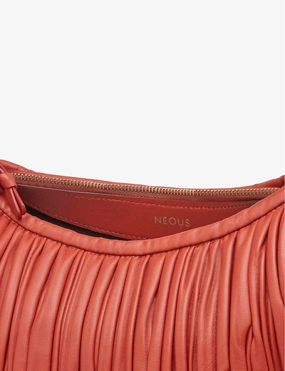 Shop Neous Neptune Pleated Leather Hobo Bag In Tan