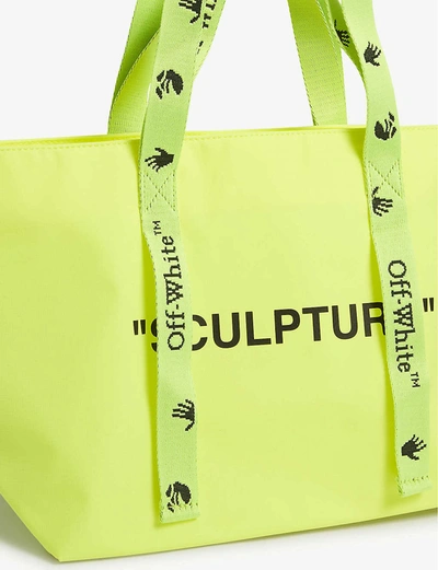 Shop Off-white Commercial Sculpture Brand-print Vinyl Mini Tote Bag In Yellow