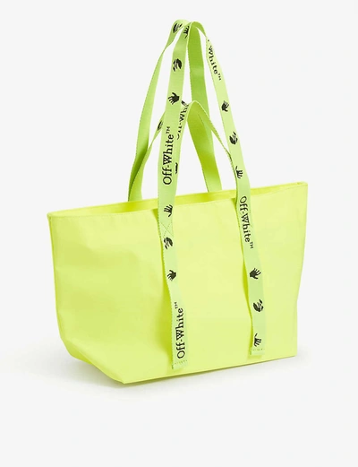 Shop Off-white Commercial Sculpture Brand-print Vinyl Mini Tote Bag In Yellow