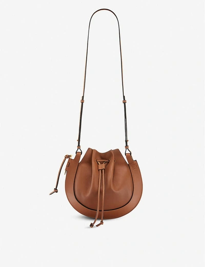 Shop Loewe Horseshoe Small Leather Cross-body Bag In Tan