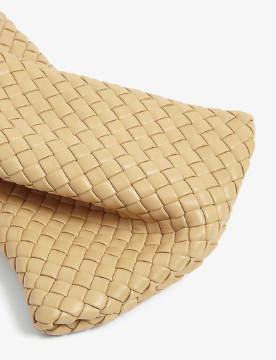 Shop Bottega Veneta Bv Crisscross Intrecciato Leather Clutch Bag In Almond/gold