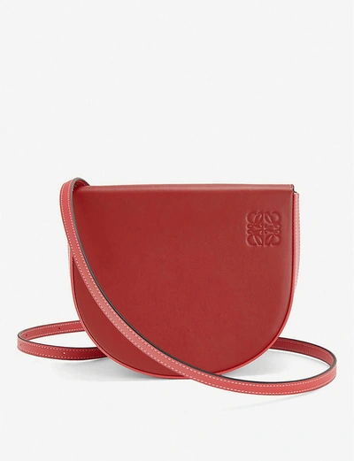 Shop Loewe Heel Leather Cross-body Bag In Pomodoro/poppy Pink