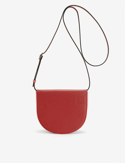 Shop Loewe Heel Leather Cross-body Bag In Pomodoro/poppy Pink