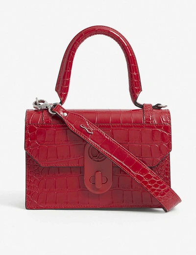 Shop Christian Louboutin Elisa Small Alligator-embossed Leather Top-handle Bag In Loubi/loubi