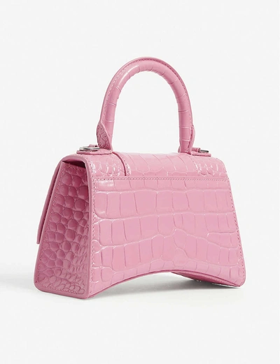 Shop Balenciaga Hourglass Extra-small Crocodile-embossed Leather Top-handle Bag In Baby+pink