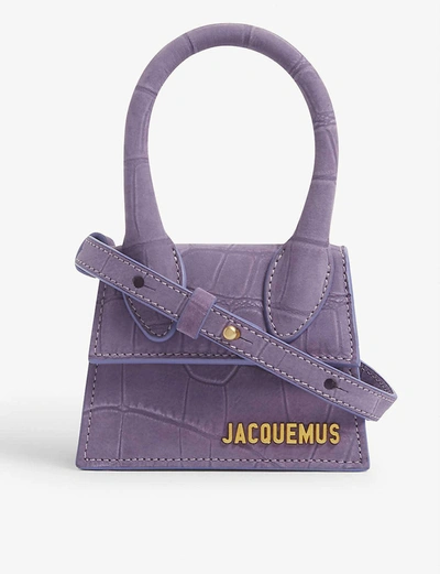 Shop Jacquemus Le Chiquito Leather Top Handle Bag In Purple
