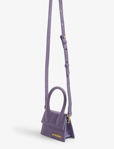Shop Jacquemus Le Chiquito Leather Top Handle Bag In Purple