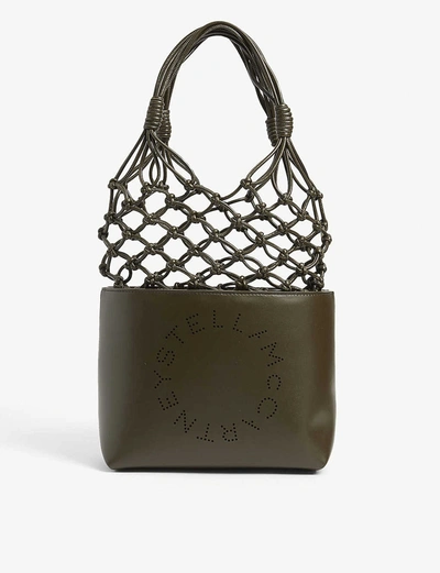 Shop Stella Mccartney Logo-perforated Knotted Faux-leather Tote Bag