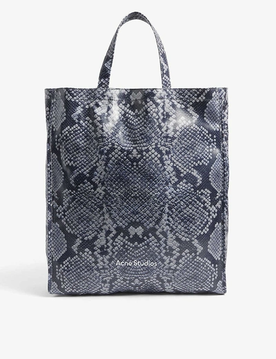 Shop Acne Studios Audrey Snake-print Cotton Tote Bag