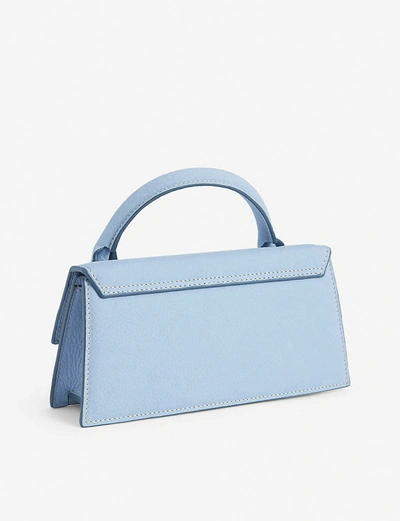 Shop Jacquemus Le Chiquito Long Suede Top Handle Bag In Light Blue