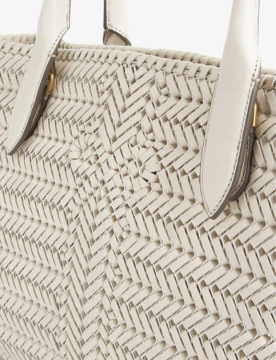 Shop Anya Hindmarch Neeson Woven Leather Tote Bag In Chalk