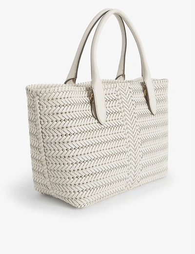 Shop Anya Hindmarch Neeson Woven Leather Tote Bag In Chalk