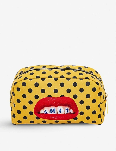 Seletti Womens Toiletpaper Sh*t Print Faux-leather Beauty Case