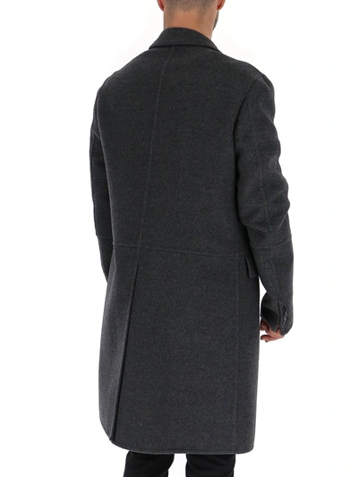 Shop Prada Single Breasted Coat In Grey