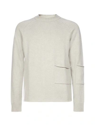 Shop Jacquemus Pocket Knitted Sweater In Beige