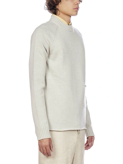 Shop Jacquemus Pocket Knitted Sweater In Beige