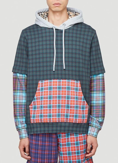 Shop Burberry Patchwork Check Hoodie In Multi