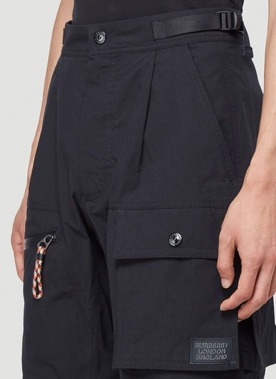 Shop Burberry Logo Appliqué Cargo Shorts In Black