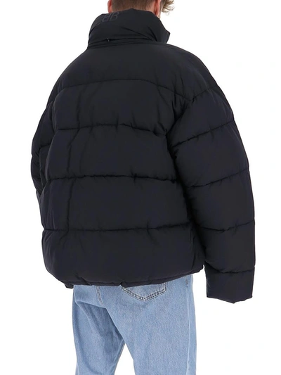 Shop Balenciaga Bb Puffer Jacket In Blue