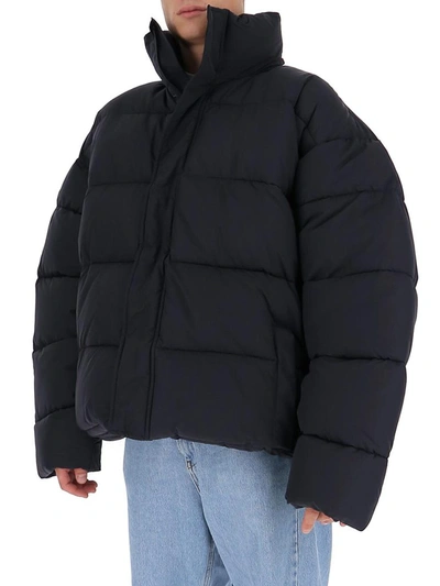 Shop Balenciaga Bb Puffer Jacket In Blue