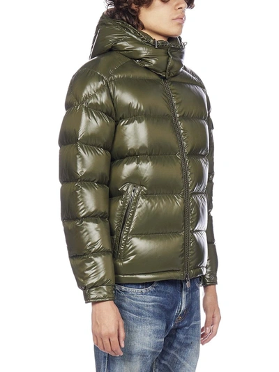 Shop Moncler Maya Hooded Down Jacket In Green