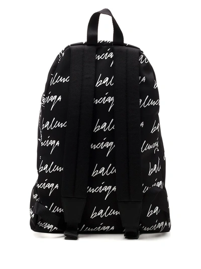 Shop Balenciaga Wheel Scribble All Over Logo Backpack In Black